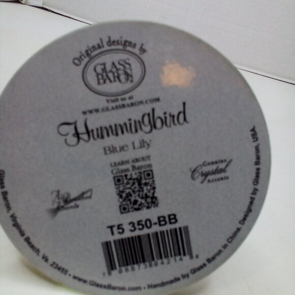 Glass Baron Hummingbird Blue Lily Mirrored Crystal Accents Air Brushed - Picture 15 of 15